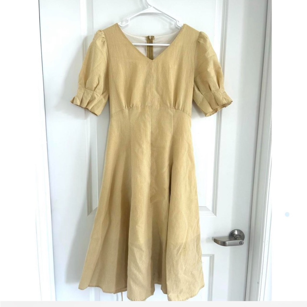Moussy Elegant Yellow Midi Dress